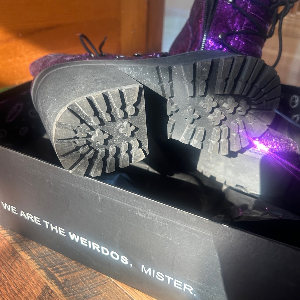 Killstar Broom Rider Purple Glitter Heeled platform Boots size 6 - Picture 6 of 8